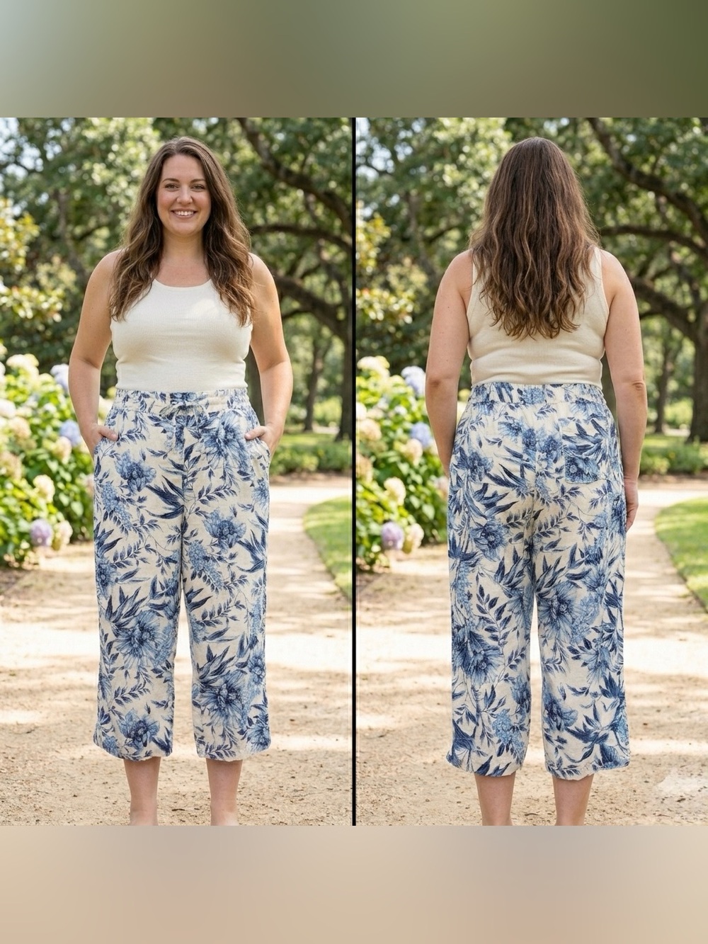 NWT Alexander Jordan Living and Linen Women’s Floral Print Capri Pants Size XL - Picture 1 of 7